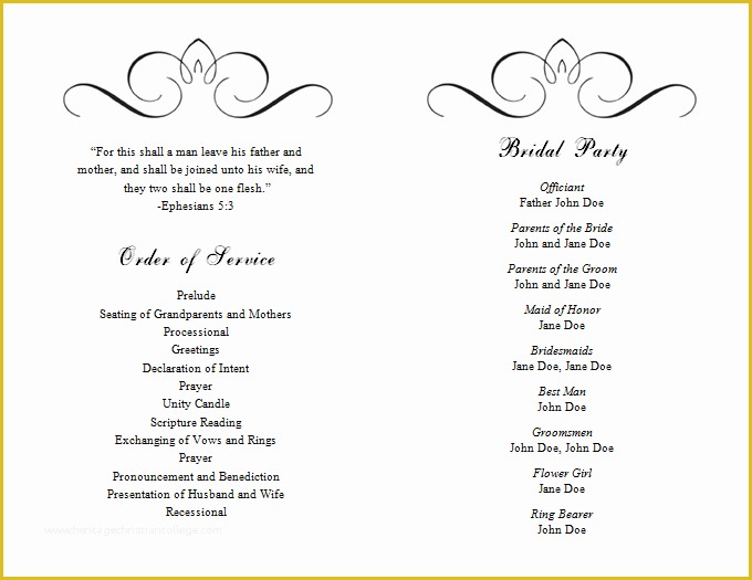 Free Wedding Program Templates Of Wedding Ceremony Program Template