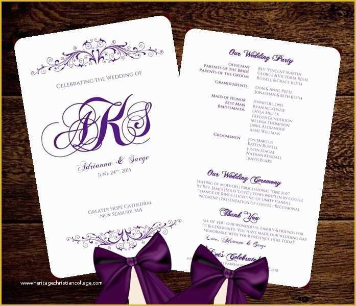 Free Wedding Program Templates Of Wedding Fan Program Template Purple Monogram by