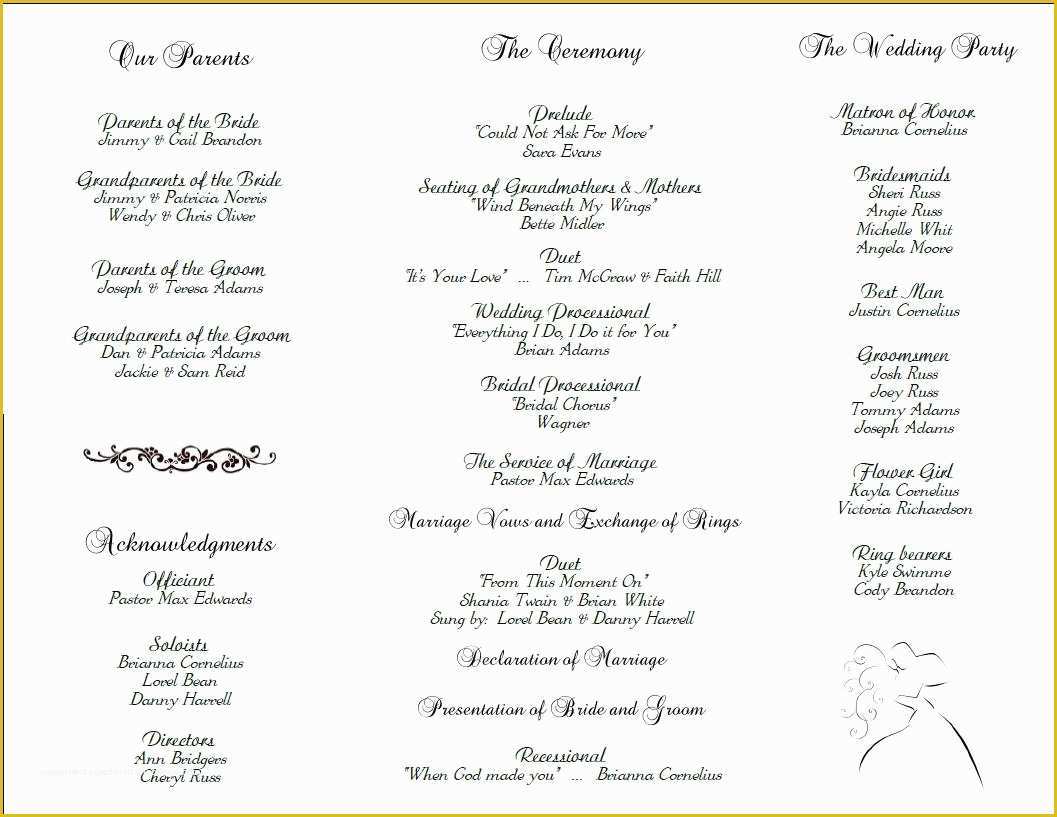 Free Wedding Program Templates Of Wedding Program Template