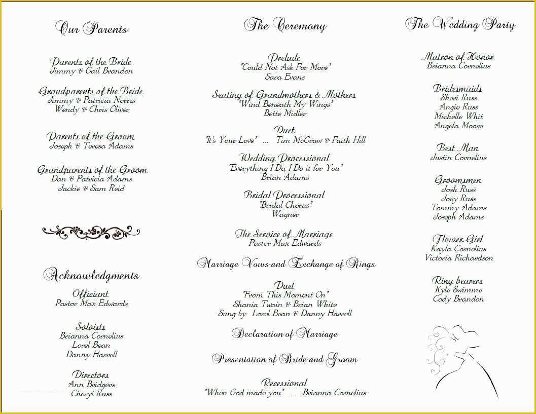 Free Wedding Program Templates Of Wedding Program Template