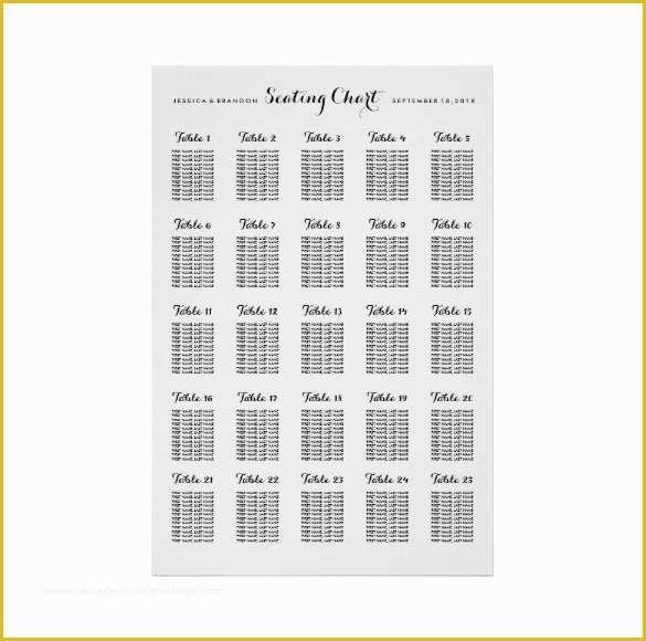 Free Wedding Reception Seating Chart Template Of 34 Wedding Seating Chart Templates Pdf Doc