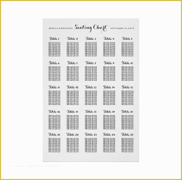 Free Wedding Reception Seating Chart Template Of 34 Wedding Seating Chart Templates Pdf Doc