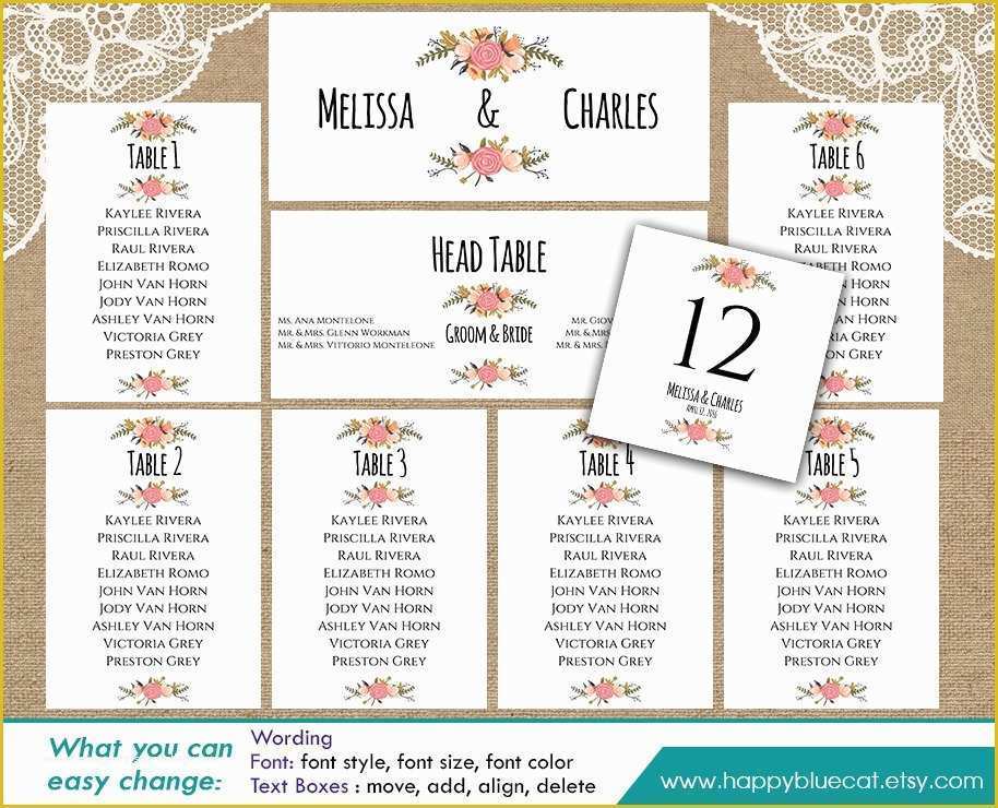 Free Wedding Reception Seating Chart Template Of Diy Printable Wedding Seating Chart Template Instant
