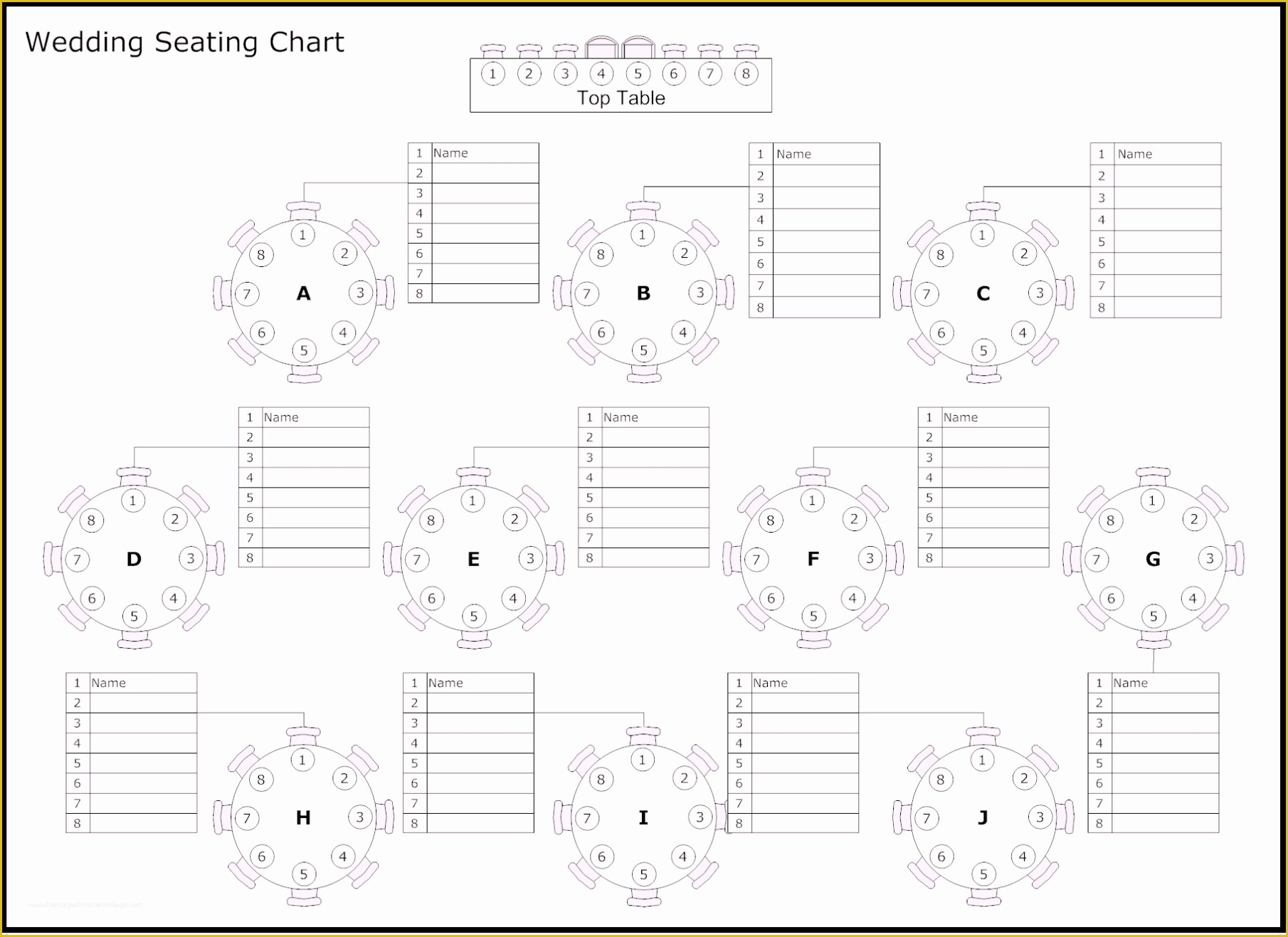 Free Wedding Reception Seating Chart Template Of Free Table Of Reception &amp; Wedding Seating Chart Template