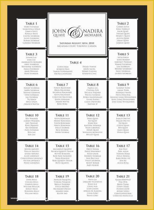 Free Wedding Reception Seating Chart Template Of Wedding Seating Chart Template – 11 Free Sample Example