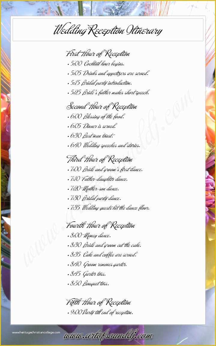 Free Wedding Reception Templates Of 6 Best Of Reception Agenda Printable Wedding