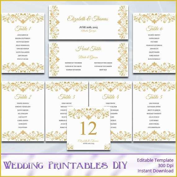 Free Wedding Seating Chart Template Excel Of Gold Wedding Seating Chart Template Diy Elegant Reception