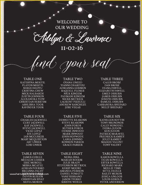 Free Wedding Seating Chart Template Of 34 Wedding Seating Chart Templates Pdf Doc