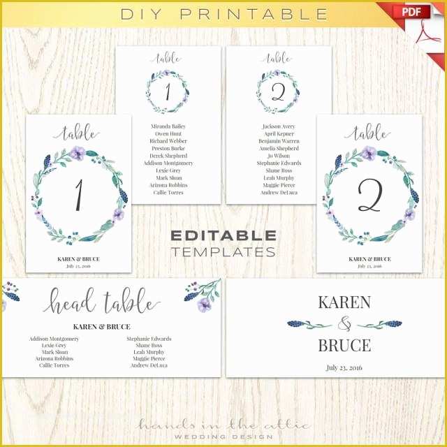 Free Wedding Seating Chart Template Of Floral Wedding Table Numbers Printable Template Seating