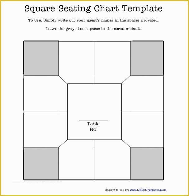 Free Wedding Seating Chart Template Of Free Printable Square Table Seating Chart Template for