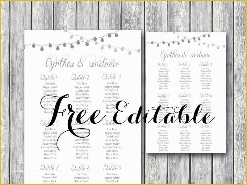 Free Wedding Seating Chart Template Printable Of Free Night Light Wedding Chart Printable Bride Bows