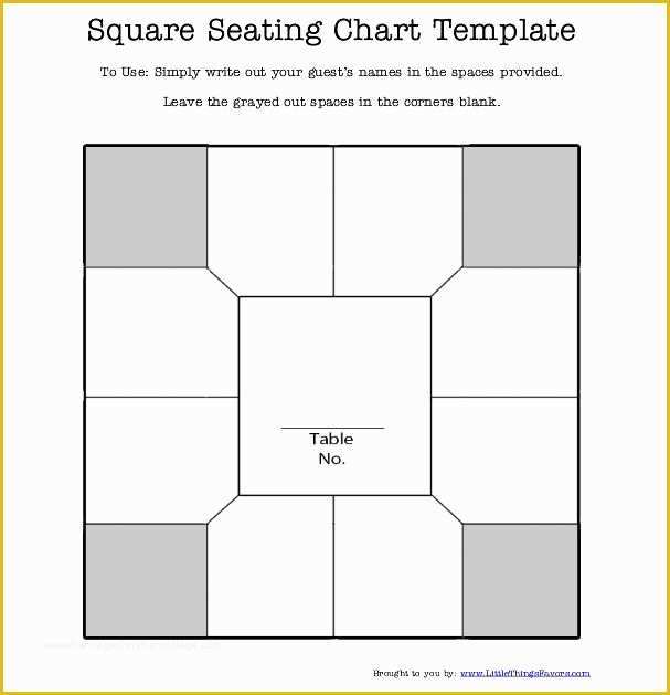 Free Wedding Seating Chart Template Printable Of Free Printable Square Table Seating Chart Template for