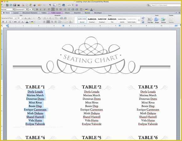 Free Wedding Seating Chart Template Printable Of Free Printable Wedding Seating Chart Template