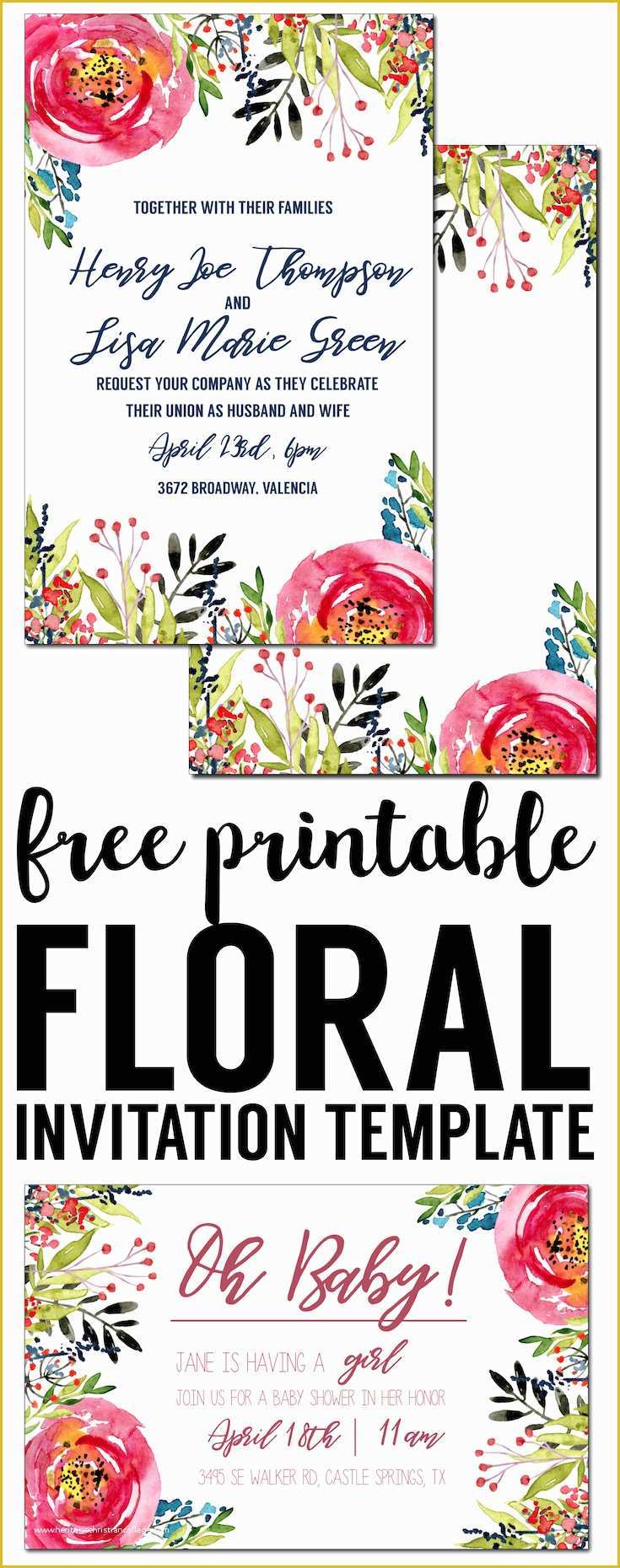 Free Wedding Shower Invitation Templates Of Floral Invitation Template Free Printable Paper Trail