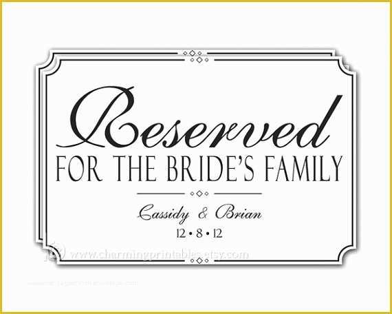 Free Wedding Sign Templates Of 6 Best Of Printable Wedding Reserved Signs Free