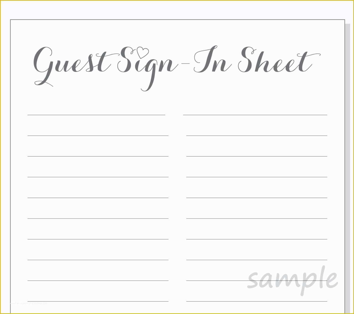 Free Wedding Sign Templates Of Diy Guest Sign In Sheet Printable for A Wedding Bridal