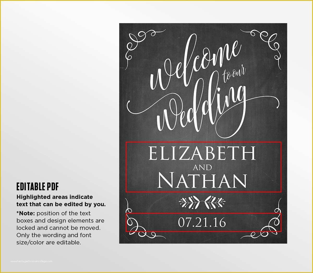 Free Wedding Sign Templates Of Printable Wedding Wel E Sign Template Rustic Chalkboard