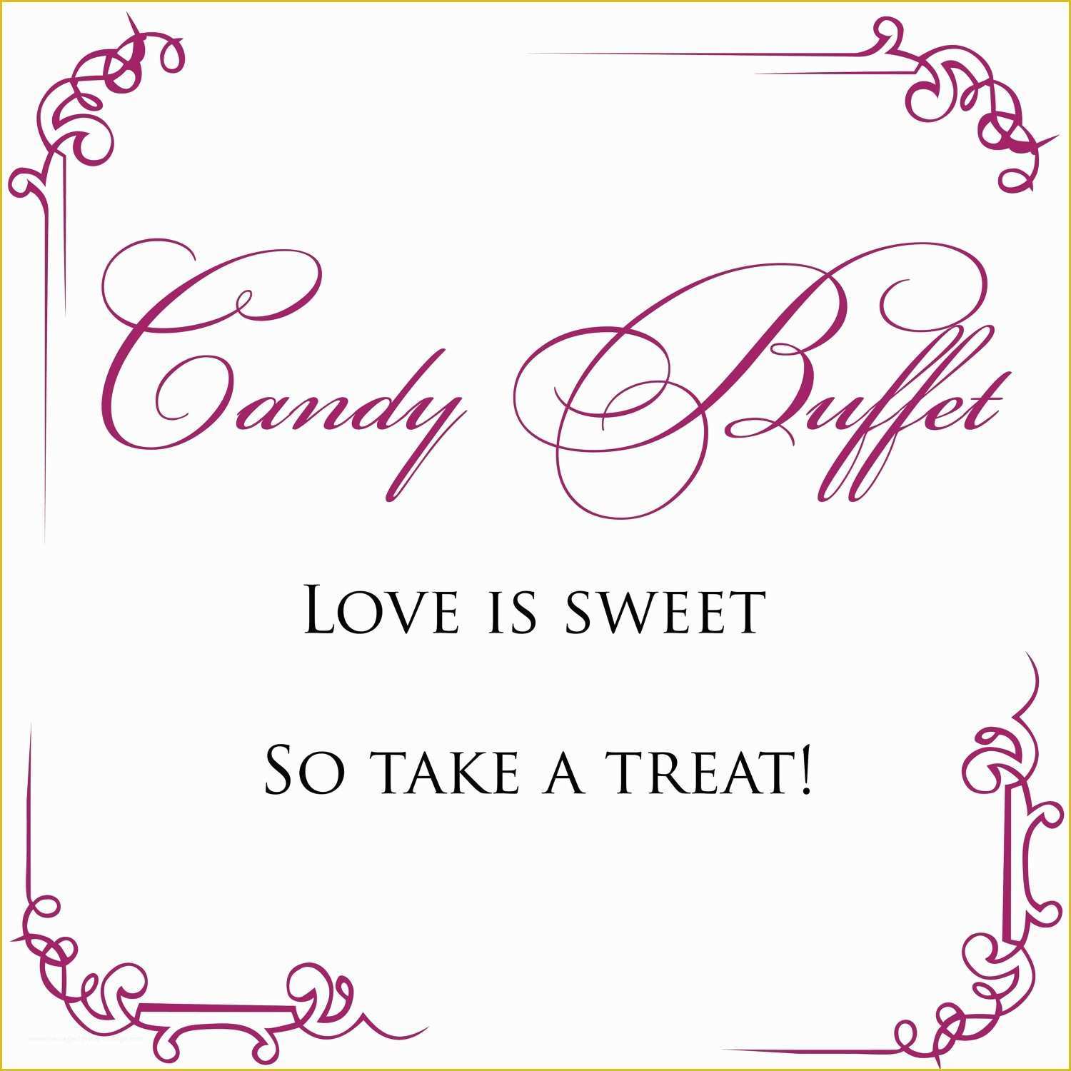 Free Wedding Sign Templates Of Simple Wedding Candy Buffet Sign Digital File by