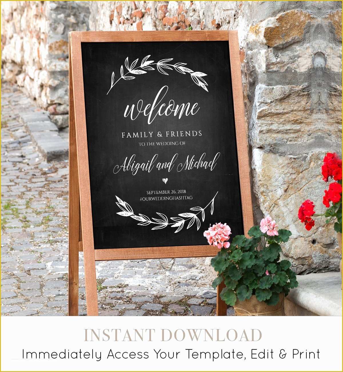 Free Wedding Sign Templates Of Wedding Wel E Sign Template Chalkboard Wedding Poster