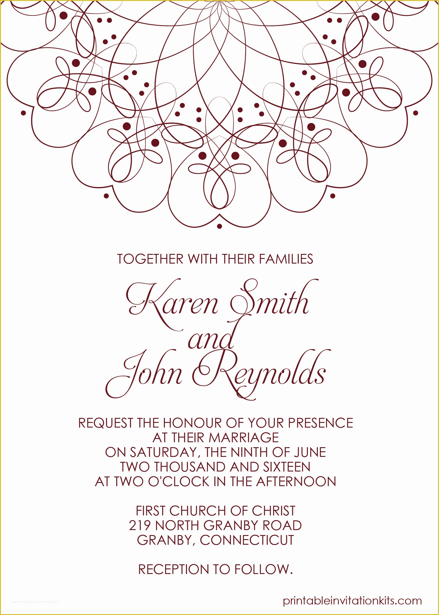 Free Wedding Templates Of Spiral Border Invitation Free Pdf Template for Weddings