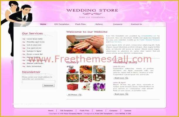 Free Wedding Website Templates Download HTML and Css Of Free HTML Pink Wedding Css Website Template Download
