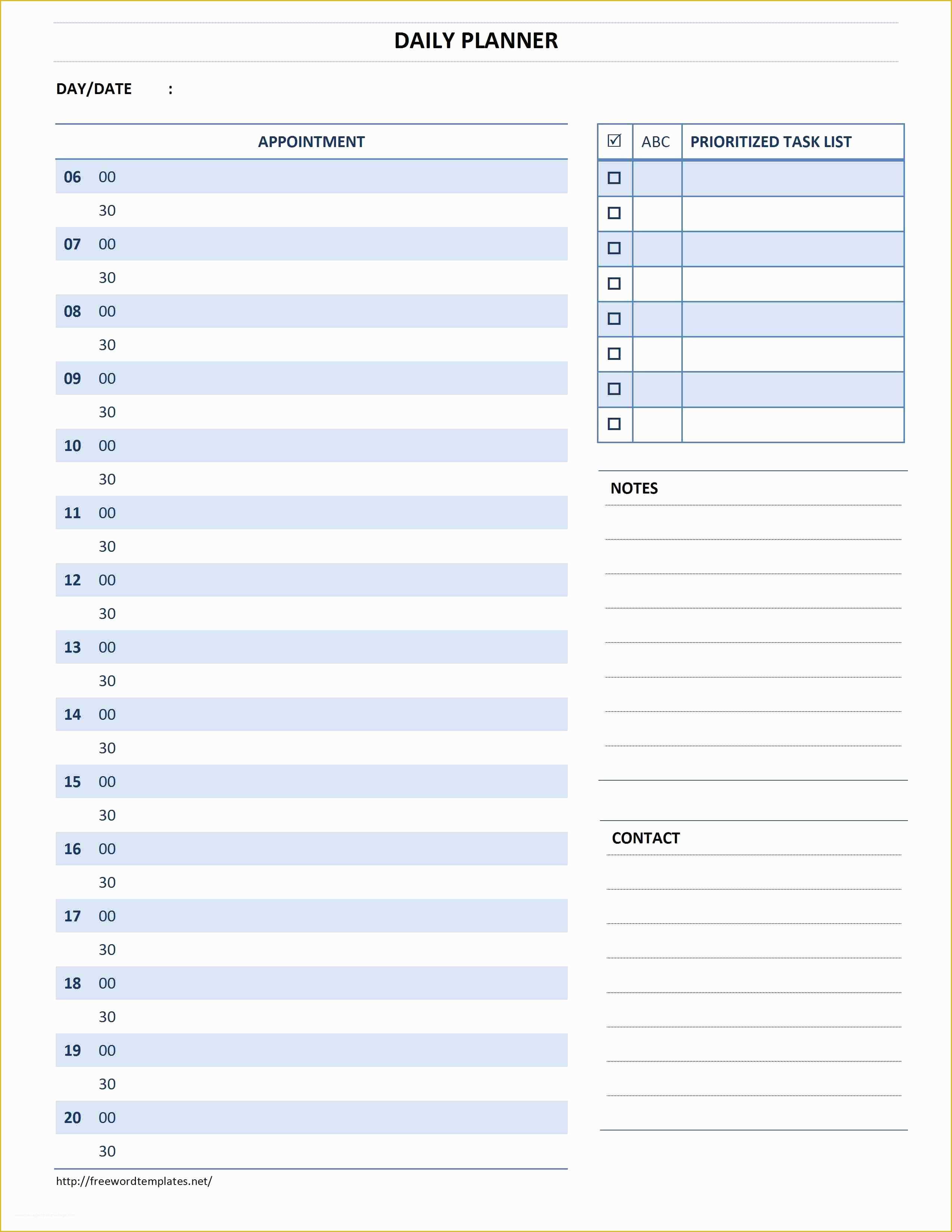 Free Weekly Agenda Templates Of Daily Planner Planners