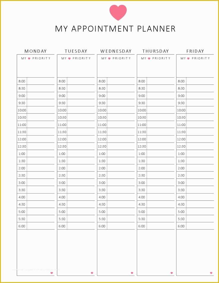 Free Weekly Appointment Calendar Template Of Appointment Book Templates