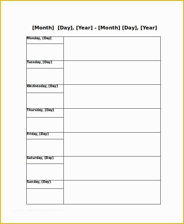 Free Weekly Appointment Calendar Template Of Blank Weekly Calendar 9 Free Pdf Word Documents