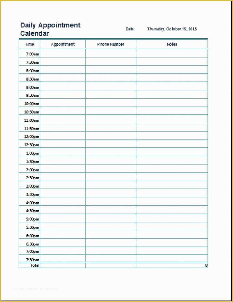 Free Weekly Appointment Calendar Template Of Daily Appointment Calendar Printable Free