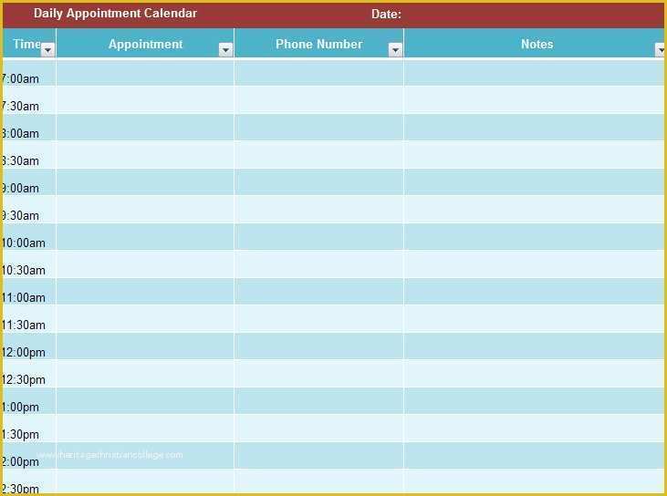 Free Weekly Appointment Calendar Template Of Daily Appointment Calendar Template
