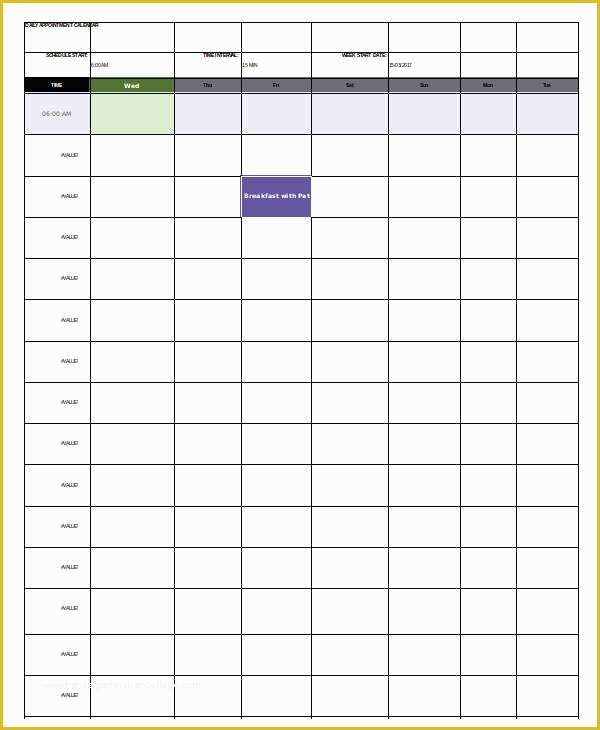 Free Weekly Appointment Calendar Template Of Daily Calendar Template 4 Free Word Pdf Documents