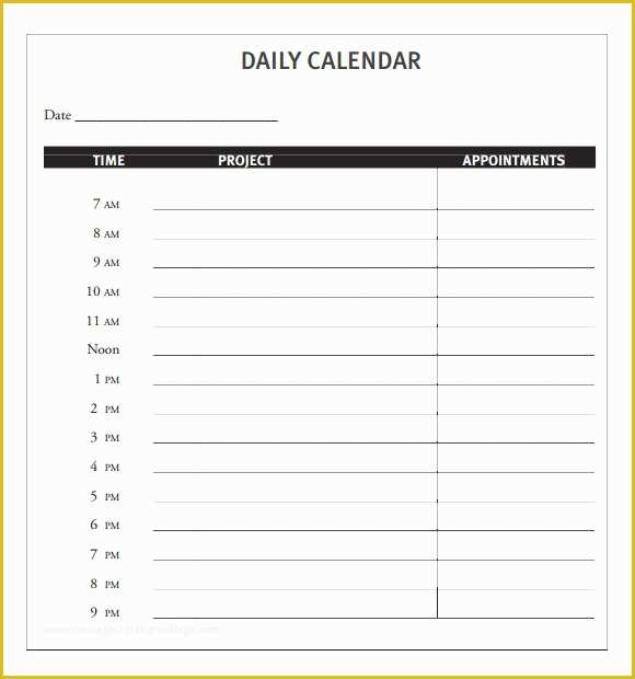 Free Weekly Appointment Calendar Template Of Daily Calendar Template