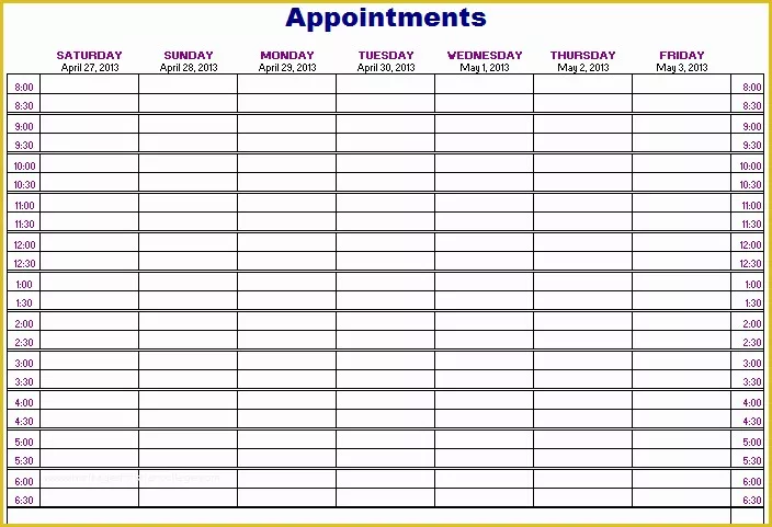 Free Weekly Appointment Calendar Template Of Importance Of Appointment Schedule Small Business