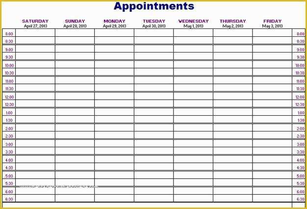 Free Weekly Appointment Calendar Template Of Printable Weekly Appointment Calendar Printable 360 Degree