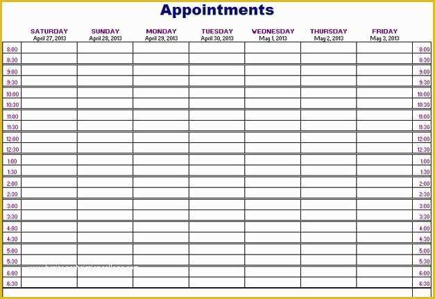 Free Weekly Appointment Calendar Template Of Unique Free Printable Weekly Appointment Calendar