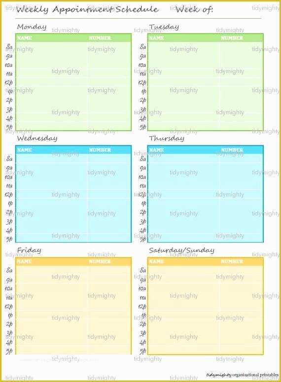 Free Weekly Appointment Calendar Template Of Weekly Appointment Planner Schedule Printable Pdf by