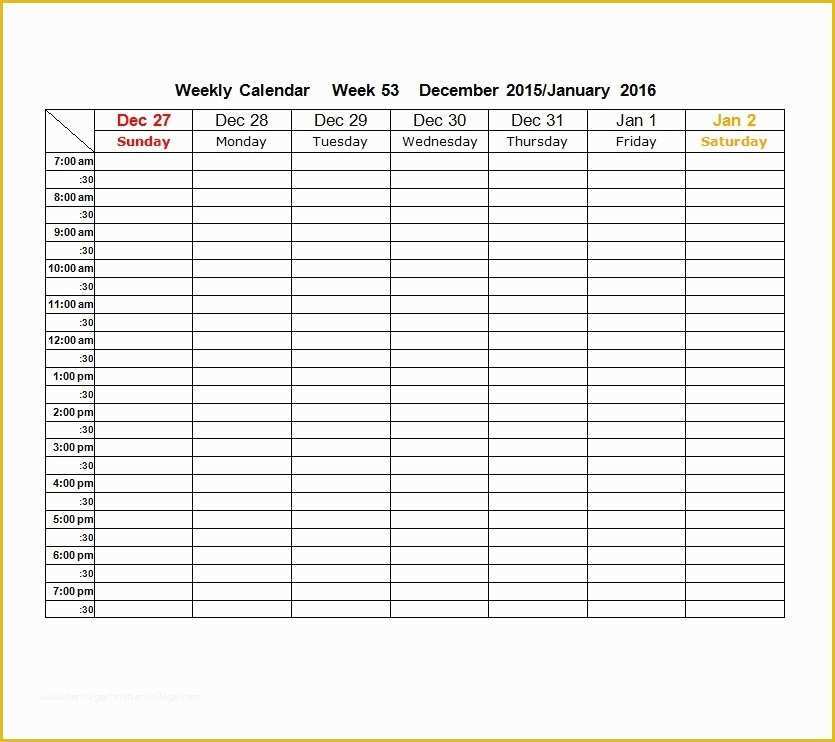 Free Weekly Calendar Template Of 26 Blank Weekly Calendar Templates [pdf Excel Word]