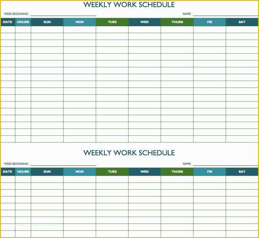 Free Weekly Calendar Template Of Free Weekly Schedule Templates for Excel Smartsheet