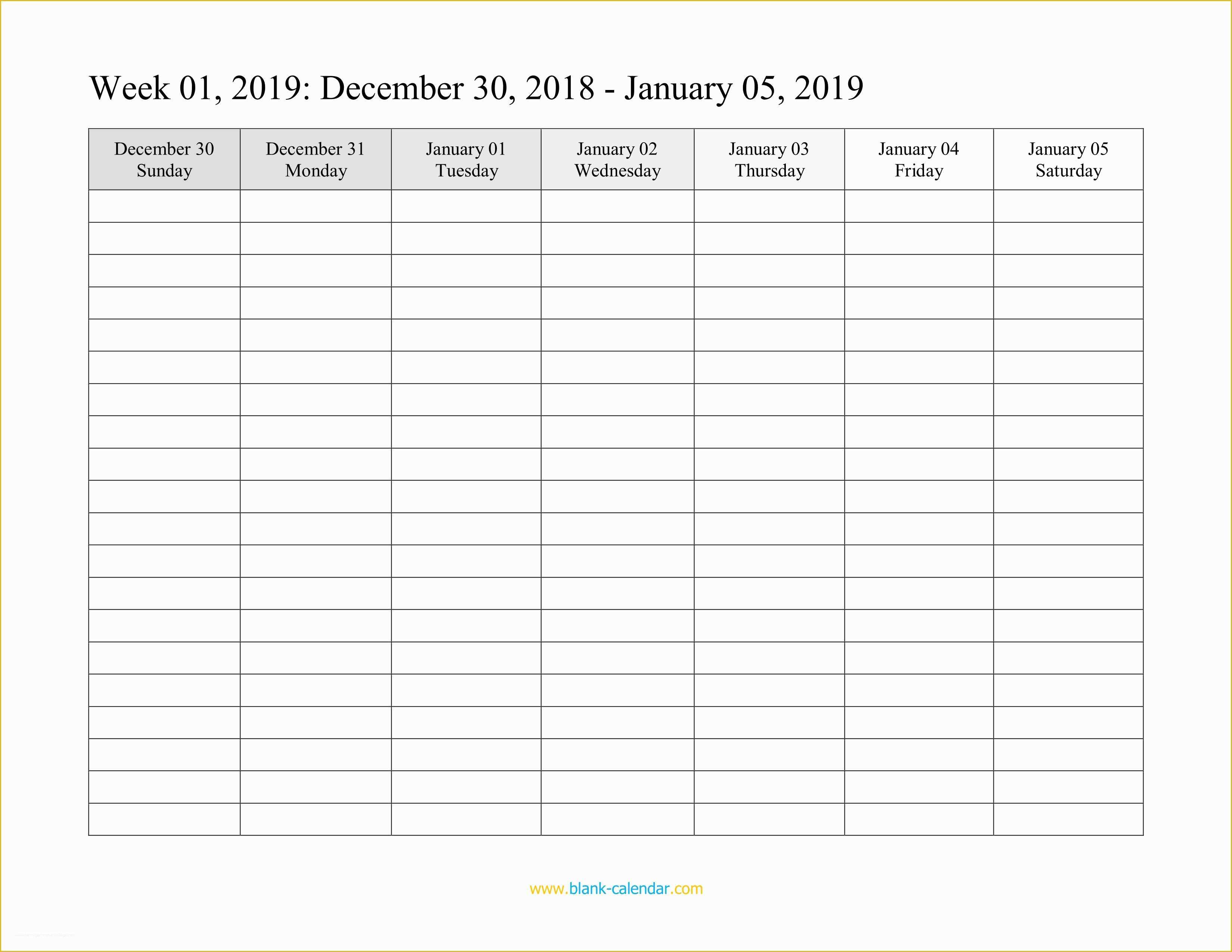 Free Weekly Calendar Template Of Weekly Calendar 2019 Word Excel Pdf