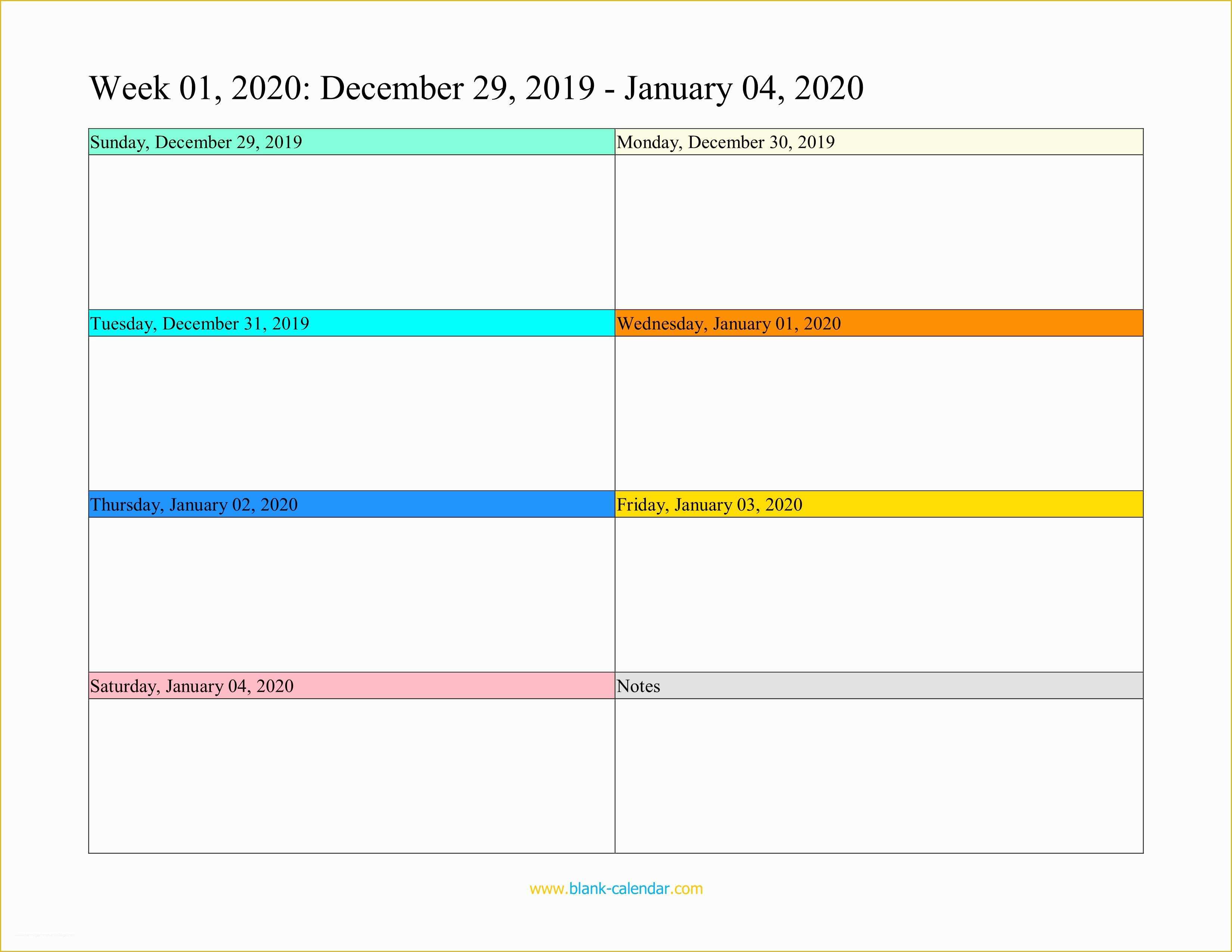 Free Weekly Calendar Template Of Weekly Calendar 2020 Word Excel Pdf
