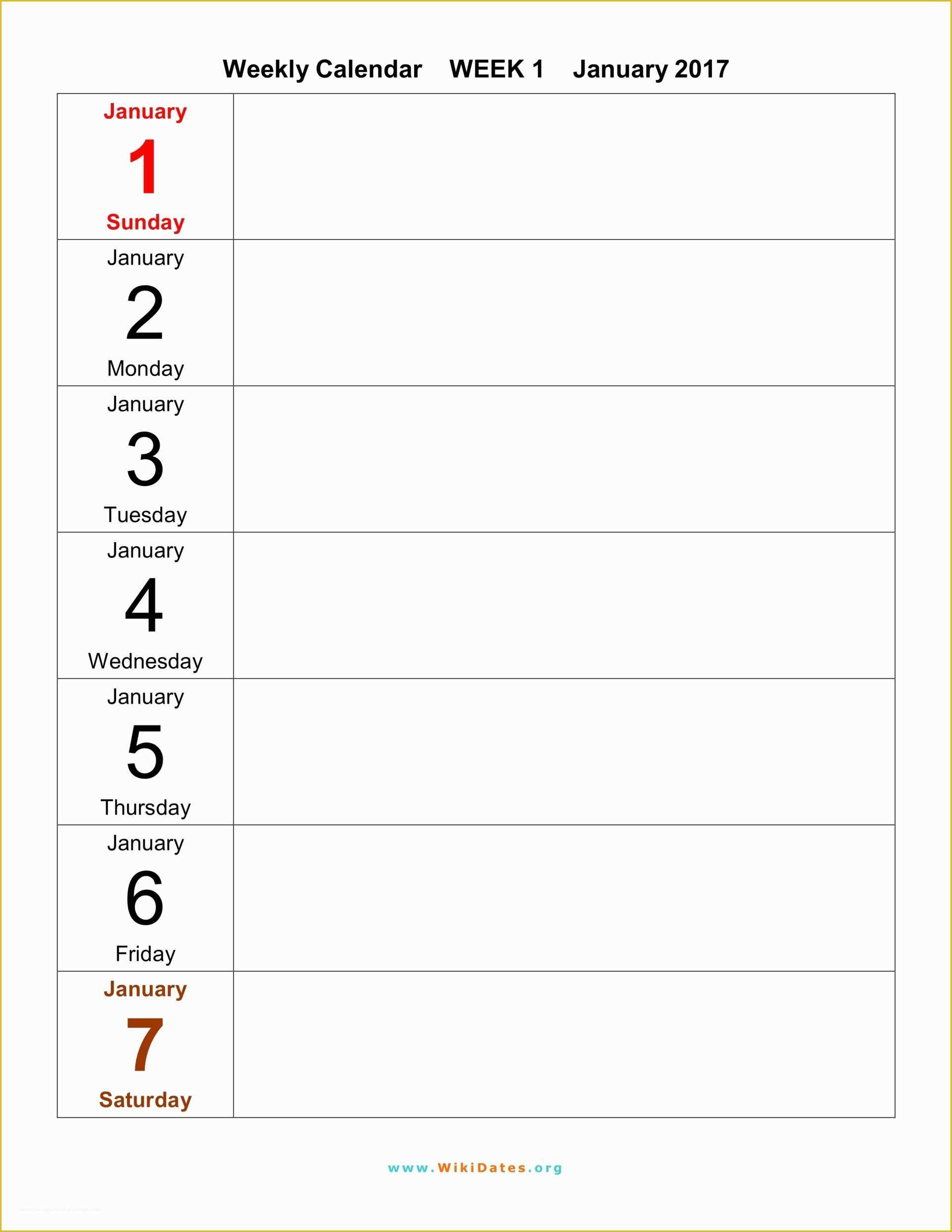 Free Weekly Calendar Template Of Weekly Calendar Download Weekly Calendar 2017 and 2018