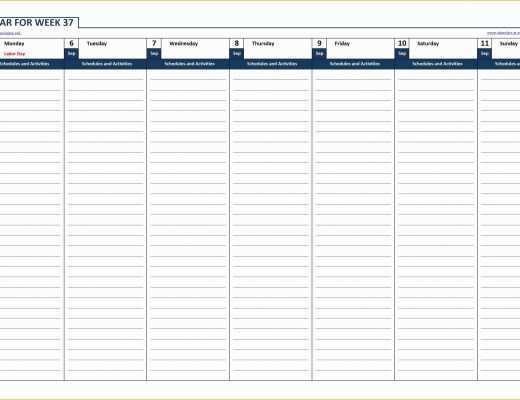 Free Weekly Calendar Template Of Weekly Calendar Excel