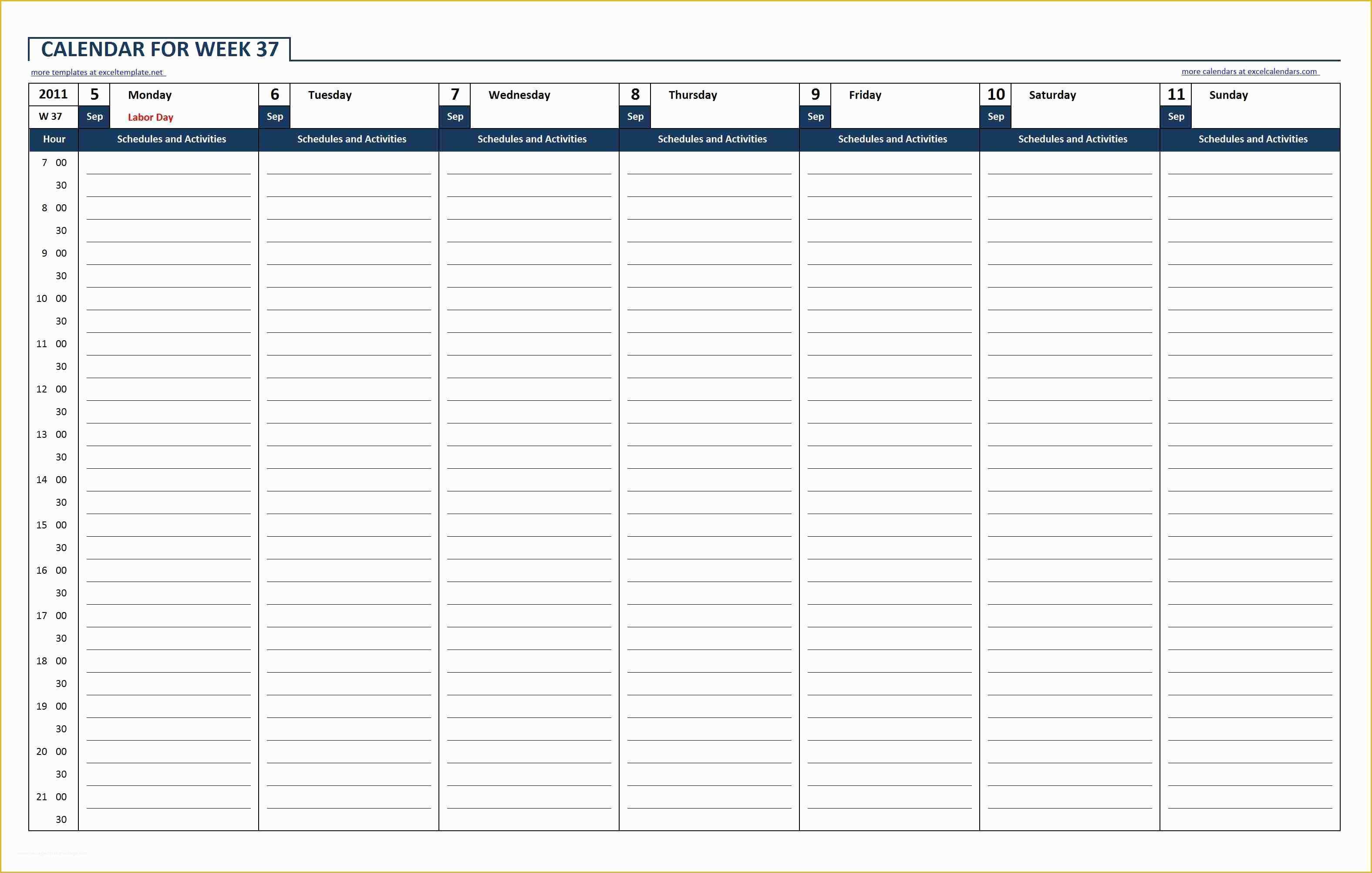 Free Weekly Calendar Template Of Weekly Calendar Excel