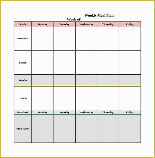 Free Weekly Meal Planner Template Of 14 Weekly Meal Plan Templates