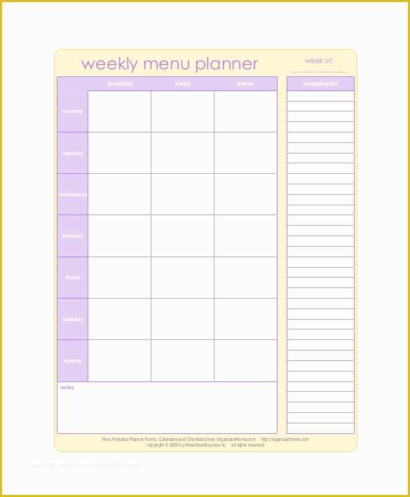 Free Weekly Meal Planner Template Of 31 Menu Planner Templates Free Sample Example format