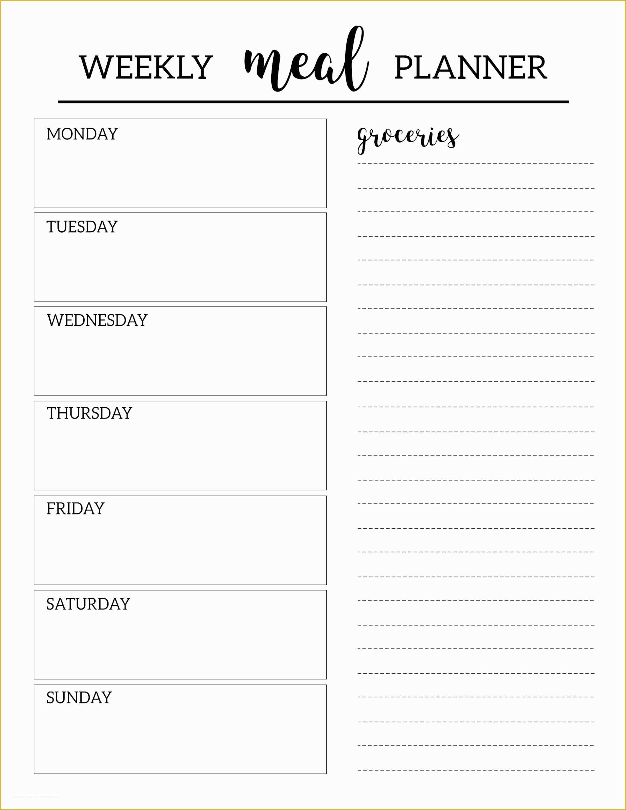 Free Weekly Meal Planner Template Of Free Printable Meal Planner Template Paper Trail Design