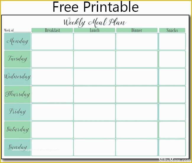 Free Weekly Meal Planner Template Of Free Printable Weekly Meal Plan