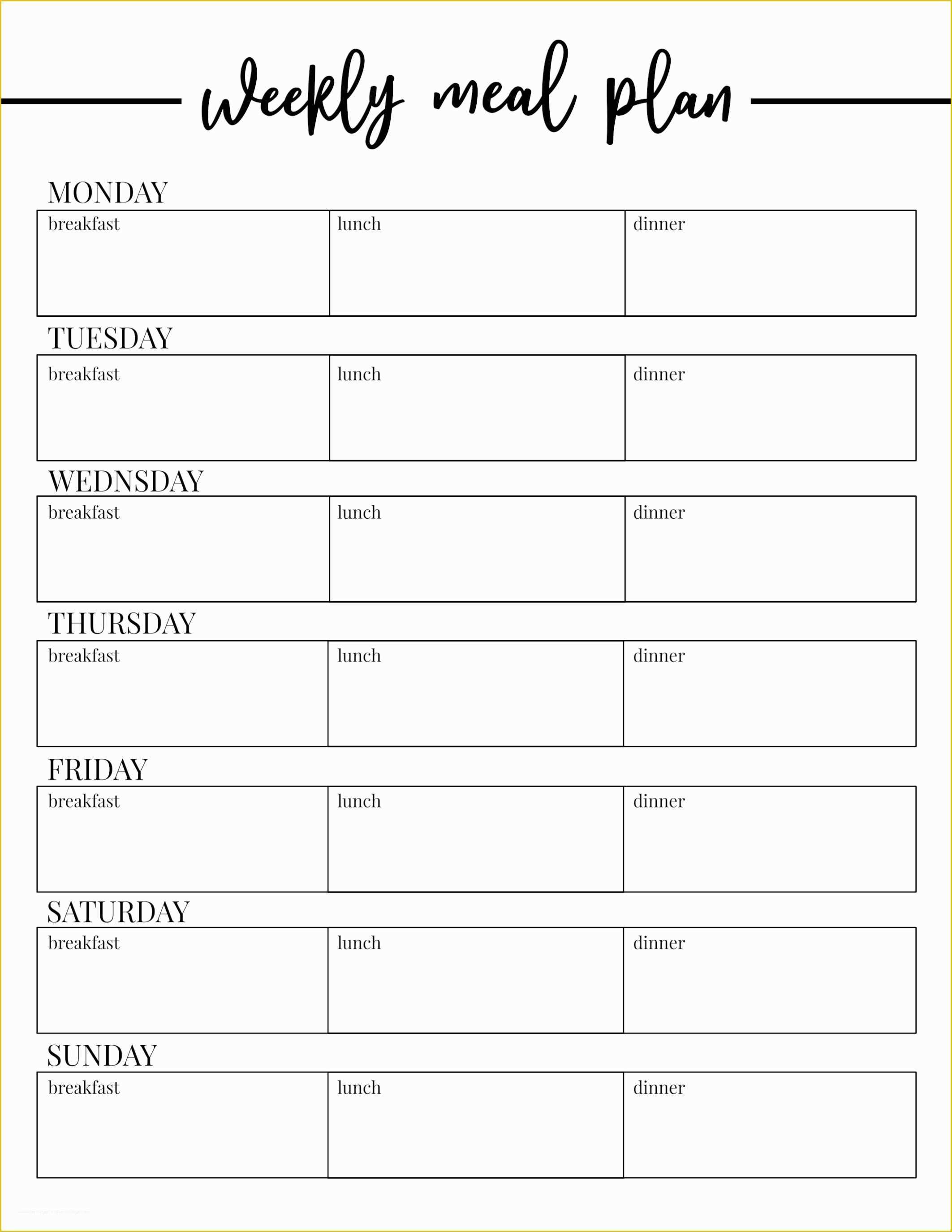 Free Weekly Meal Planner Template Of Free Printable Weekly Meal Plan Template Paper Trail Design