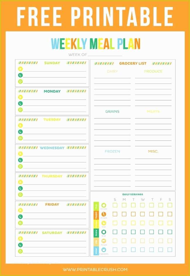 Free Weekly Meal Planner Template Of Free Printable Weekly Meal Planner Printable Crush