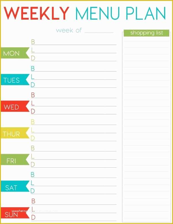 Free Weekly Meal Planner Template Of Free Weekly Menu Planner Printable